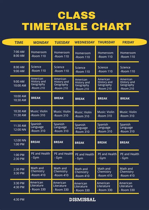 FREE Time Table Chart Template - Download in Word, Google Docs, Excel ...