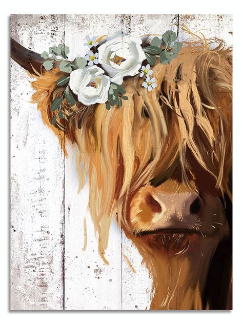 Buy HLJ ART Cow Print Farmhouse Wall Decor - Abstract Canvas Paintings ...