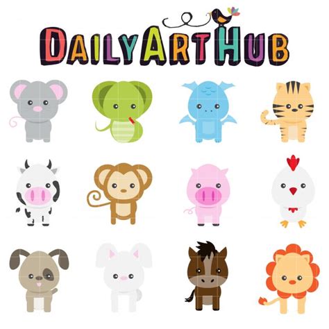 Cute Animals Clip Art Set – Daily Art Hub // Graphics, Alphabets & SVG