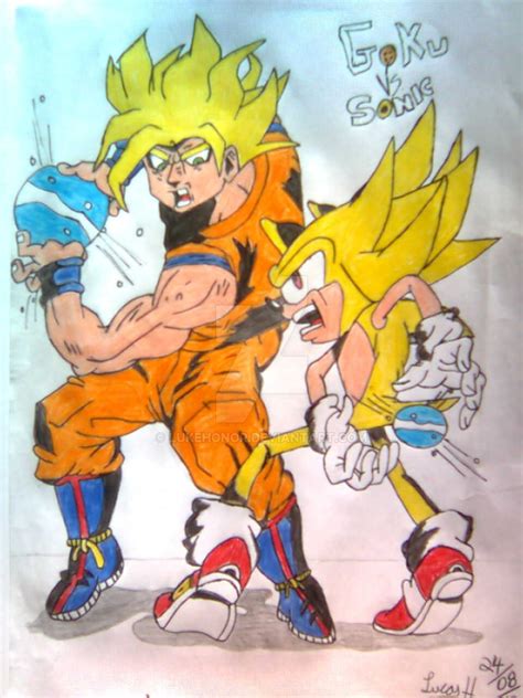 Goku super saiyan vs super sonic by lukehonor on DeviantArt