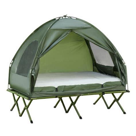 Outsunny Portable Folding Outdoor Elevated Camp Cot Tent Combo Camping ...