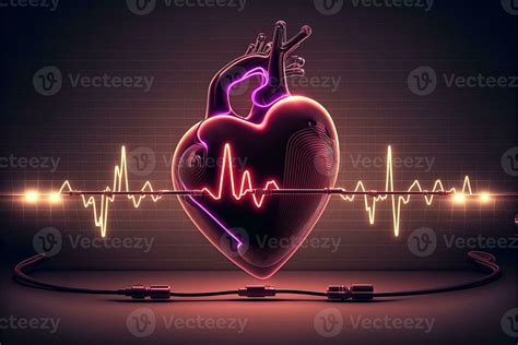 Background with a heart with the heartbeat monitor line, Heart and ...