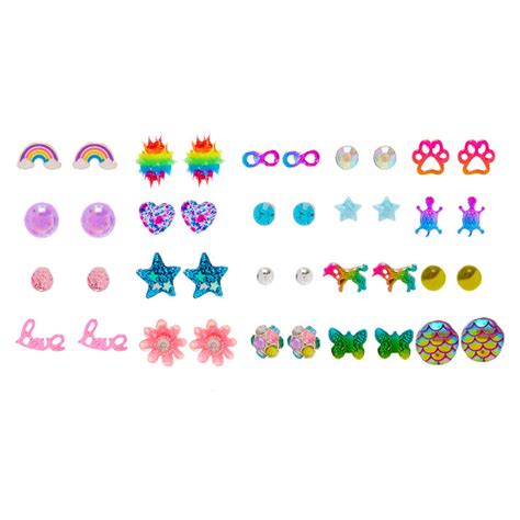 Rainbow Mix Stud Earrings - 20 Pack | Claire's US