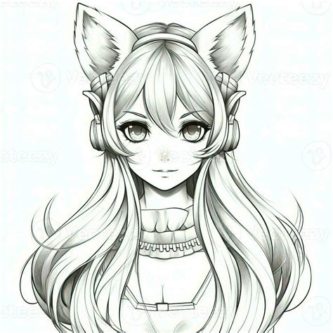 Anime Girl Coloring Pages 26673079 Stock Photo at Vecteezy