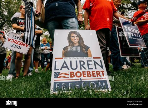 Lauren Boebert gives her stump speech at a political rally in Colorado ...