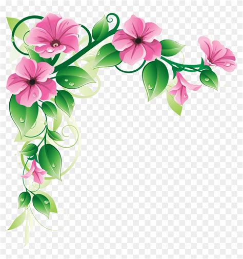 Flower Border Flowers Clip Art Borders Image - Corner Flower Designs ...