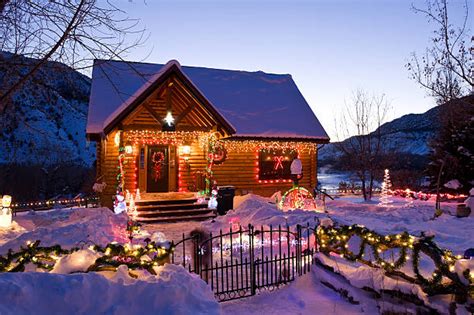 Royalty Free Cabin With Christmas Lights Pictures, Images and Stock ...