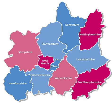 Map Of Midlands Counties - Shari Demetria