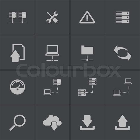 Vector black FTP icon set | Stock vector | Colourbox