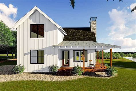 Modern Farmhouse Cabin with Upstairs Loft - 62690DJ | Architectural ...