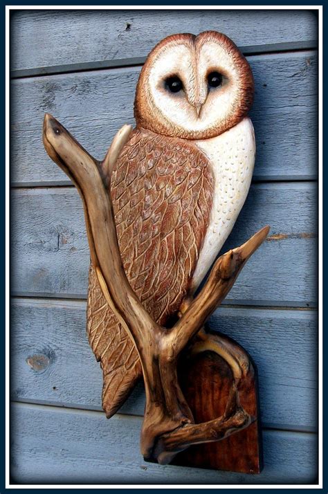 BARN OWL art sculpture Owl art Owl wood carving owl | Etsy