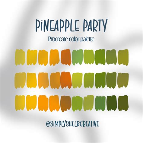 Pineapple Party Color Palette Color Swatches Procreate Color Palettes ...