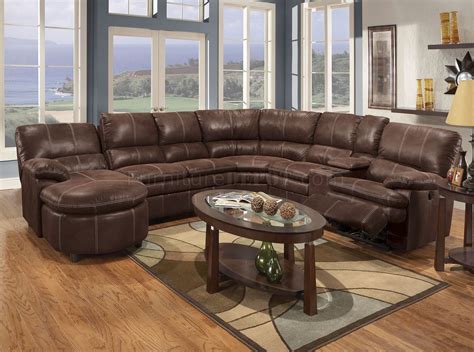 Rustic Brown Microfiber Modern Reclining Sectional