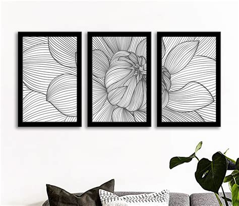 Buy Set of 3 Black and White Flower Wall Art Painting at 59% OFF Online ...