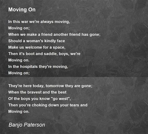 Moving On - Moving On Poem by Banjo Paterson