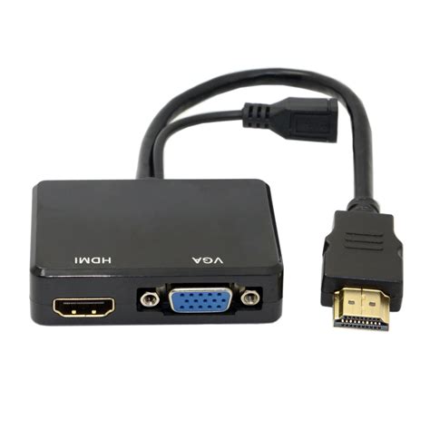 Cablecc HDMI to VGA & HDMI Female Splitter with Audio Video Cable ...