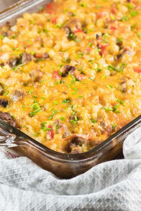 Turkey Sausage Hash Brown Breakfast Casserole