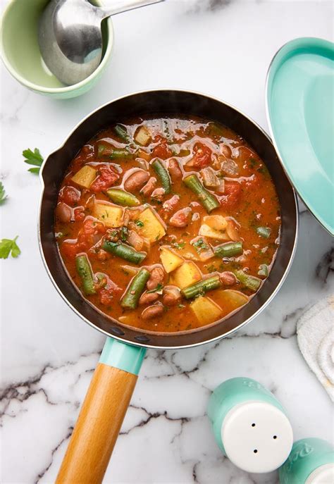 Potato Soup with Red Beans, Green Beans & Fresh Herbs