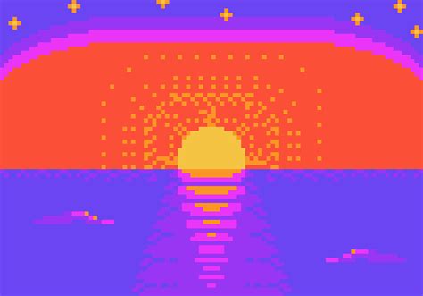 Minecraft Sunset Pixel Art