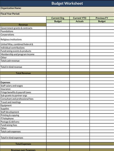 Nonprofit Budget: Overview & Guide (Free Templates) - Worksheets Library