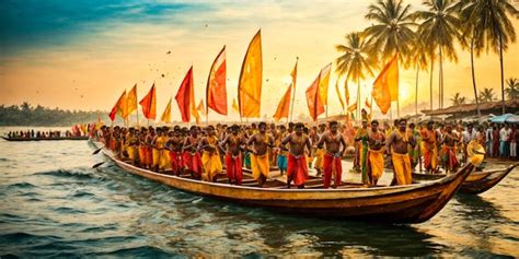 Premium AI Image | happy onam Kerala boat race competition