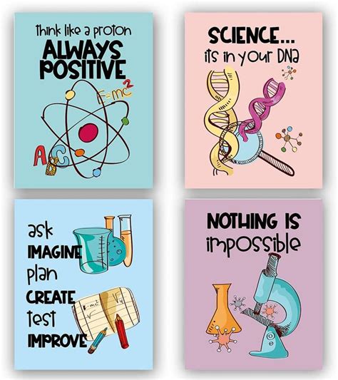 four science cards with the words think like a proton, always positive ...