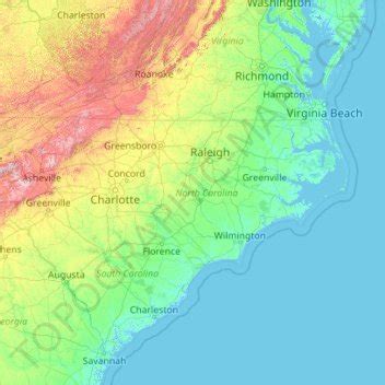 North Carolina topographic map, elevation, terrain