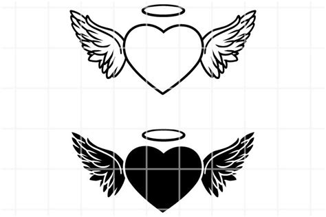 Angel Wings SVG. Wings with heart SVG. Heart wings clipart. (960849 ...