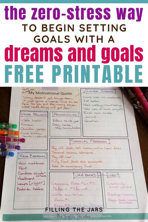 How to Use a Dreams and Goals Worksheet to Begin Goal Setting {Free ...