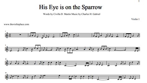 His Eye is on the Sparrow " "Free Sheet Music" " The Violin Place