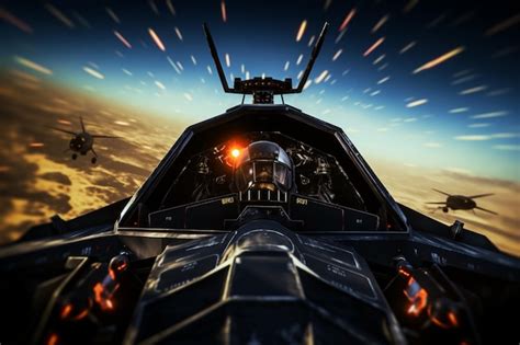 Premium AI Image | Fighter jet cockpit view during a rapid descent em ...