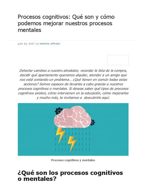 Procesos Cognitivos - Qué Son y Cómo Podemos Mejorar Nuestros Procesos ...