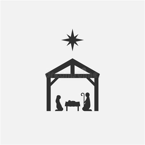 Birth of Christ, Silhouette of Mary, Joseph and Jesus Isolated on White ...