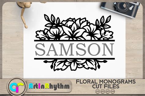 Floral Split Monogram SVG Graphic by artinrhythm · Creative Fabrica