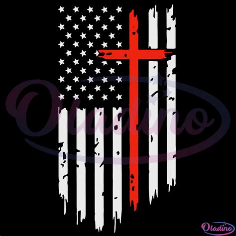 American Flag With Cross SVG Digital File, USA Flag SVG - Oladino