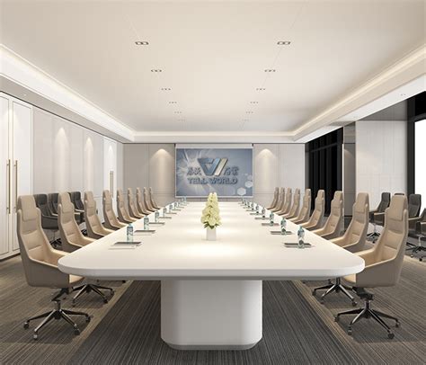 Modern White Office Furniture Conference Boardroom Meeting Room Table ...