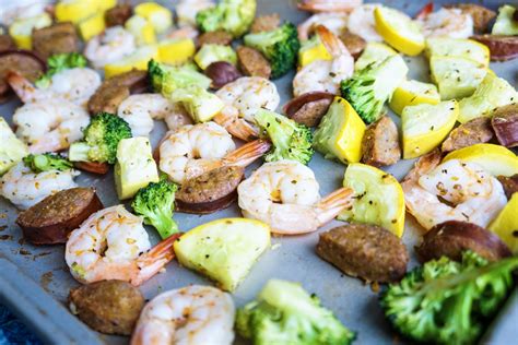 Cajun Shrimp & Sausage Veggie Sheet Pan Dinner - A Healthy Makeover