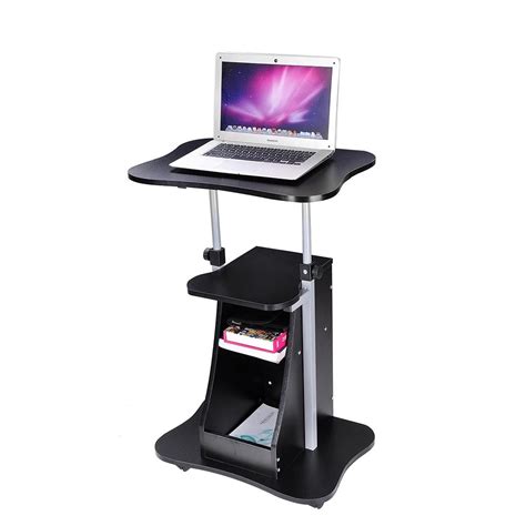 Laptop Rolling Desk with Storage Black – The Display Outlet