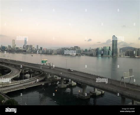 The Victoria Habour view from hotel in Hong Kong Stock Photo - Alamy