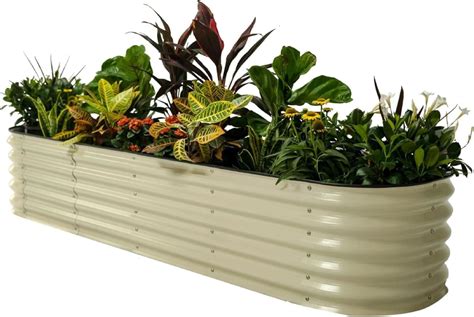 Vego Garden Portable 2x8ft Self-Watering Raised Bed Kits - Pearl White ...