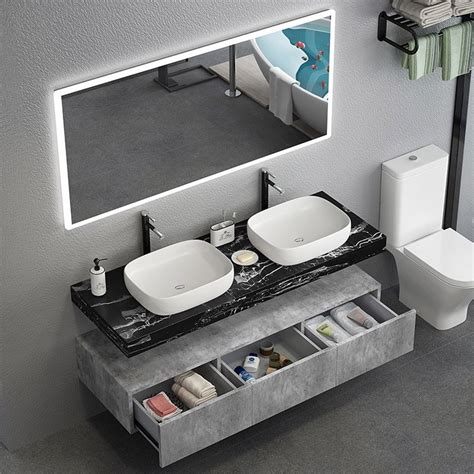 Luxury Modern 60" Floating Bathroom Vanity Set Wall Mount Vessel Single ...