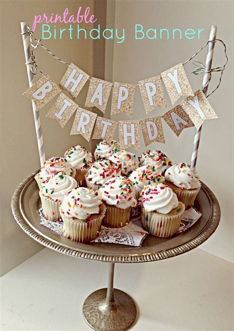 Printable Birthday Banner Cake Topper