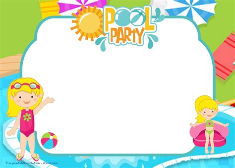 FREE Printable Pool Party For Girls Invitations | DREVIO