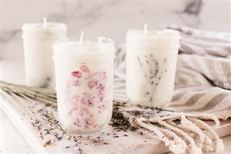 Mason Jar Candles with Dried Flowers - Our Oily House