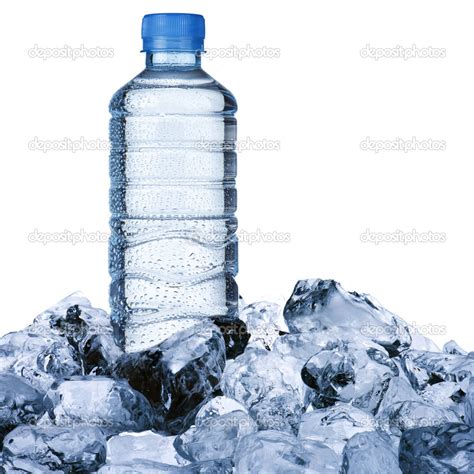 Cold water bottle on ice cube — Stock Photo © somchaij #30161799