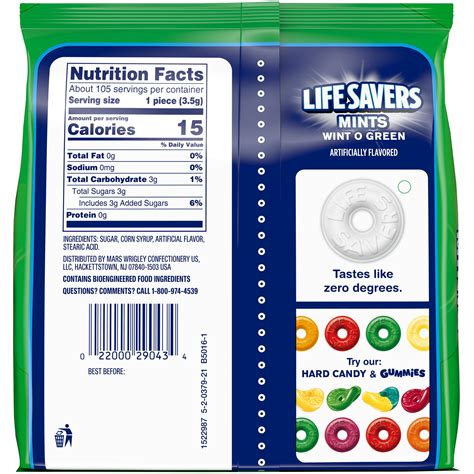 Lifesaver Mints Nutrition Facts | Besto Blog