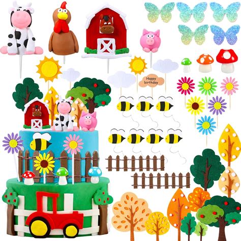 Yookeer 47 Pieces Farm Animal Cake Toppers Set Australia | Ubuy