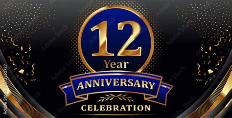 golden elements in 12 year anniversary background Stock Vector | Adobe ...