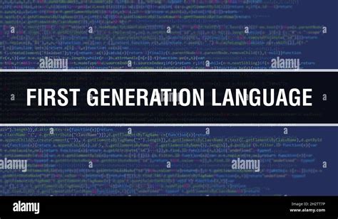 First generation language with Digital java code text. First generation ...