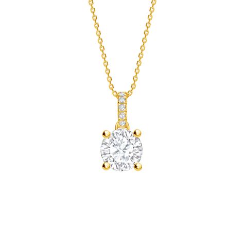 Lab Grown Brilliant Cut Diamond Pendant with Diamond Bale in Yellow ...